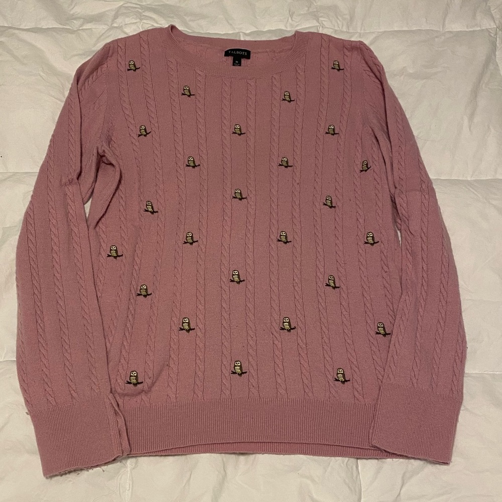 Talbots Owl Embroidered Sweater
